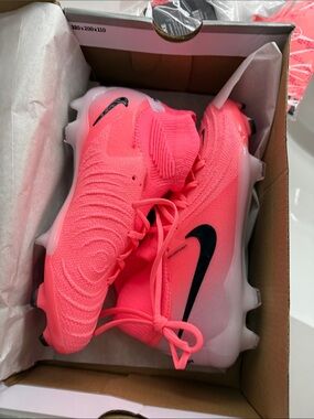 Nike Bright Pink Kids Soccer Cleats with Black Swoosh